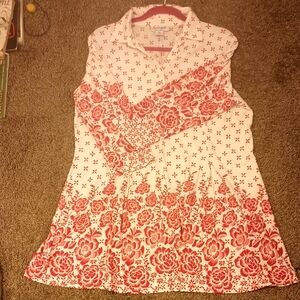 Serengeti Vintage Floral Red and White Dress